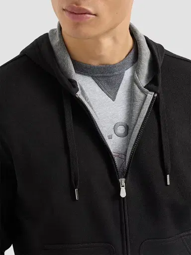 Brunello Cucinelli Men's Cotton, Cashmere and Silk French Terry Double Cloth Hooded Sweatshirt - Black | Thumbnail 6 Brunello Cucinelli Men's Cotton, Cashmere and Silk French Terry Double Cloth Hooded Sweatshirt - Black | Thumbnail 6