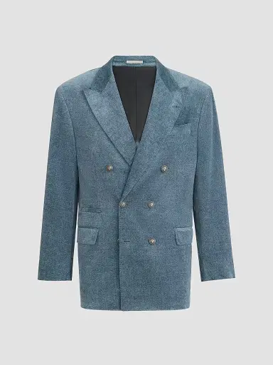 Brunello Cucinelli Men's Denim-Effect Cotton Velvet One-and-a-Half Breasted Tailor Blazer - Cerulean | Thumbnail 2 Brunello Cucinelli Men's Denim-Effect Cotton Velvet One-and-a-Half Breasted Tailor Blazer - Cerulean | Thumbnail 2