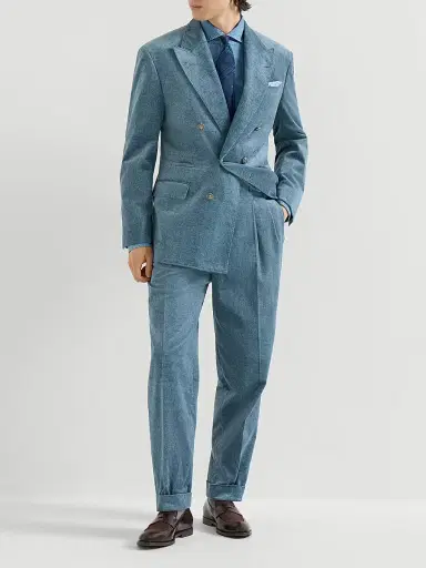 Brunello Cucinelli Men's Denim-Effect Cotton Velvet One-and-a-Half Breasted Tailor Blazer - Cerulean | Thumbnail 6 Brunello Cucinelli Men's Denim-Effect Cotton Velvet One-and-a-Half Breasted Tailor Blazer - Cerulean | Thumbnail 6