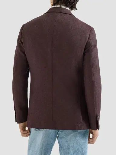 Brunello Cucinelli Men's Mouliné Virgin Wool Twill Deconstructed Blazer - Blueberry | Thumbnail 3 Brunello Cucinelli Men's Mouliné Virgin Wool Twill Deconstructed Blazer - Blueberry | Thumbnail 3
