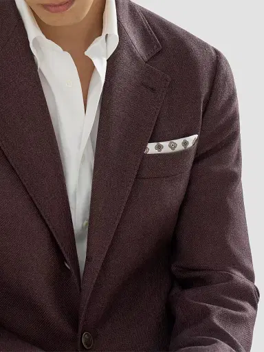 Brunello Cucinelli Men's Mouliné Virgin Wool Twill Deconstructed Blazer - Blueberry | Thumbnail 5 Brunello Cucinelli Men's Mouliné Virgin Wool Twill Deconstructed Blazer - Blueberry | Thumbnail 5