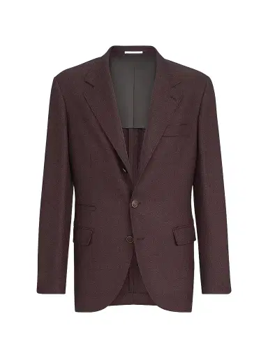 Brunello Cucinelli Men's Mouliné Virgin Wool Twill Deconstructed Blazer - Blueberry | Thumbnail 1 Brunello Cucinelli Men's Mouliné Virgin Wool Twill Deconstructed Blazer - Blueberry | Thumbnail 1