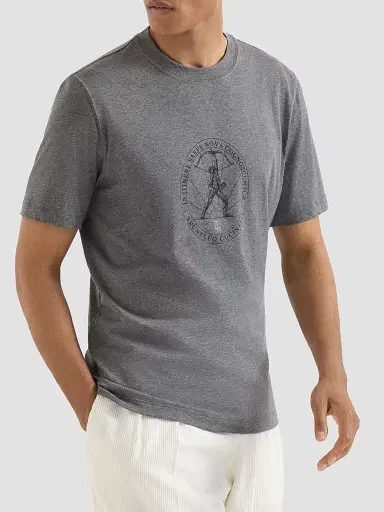 Brunello Cucinelli Men's Cotton Jersey Crew-Neck T-Shirt with Print - Anthracite | Thumbnail 3 Brunello Cucinelli Men's Cotton Jersey Crew-Neck T-Shirt with Print - Anthracite | Thumbnail 3