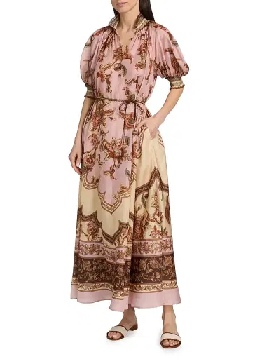 Zimmermann Women's Aster Printed Silk Billow Maxi Dress - Mauve Jacobean - Size 10 | Thumbnail 2 Zimmermann Women's Aster Printed Silk Billow Maxi Dress - Mauve Jacobean - Size 10 | Thumbnail 2