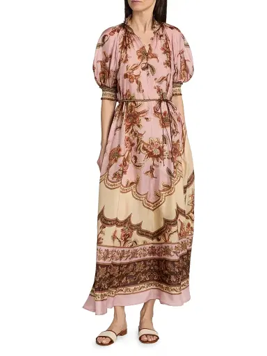 Zimmermann Women's Aster Printed Silk Billow Maxi Dress - Mauve Jacobean - Size 10 | Thumbnail 3 Zimmermann Women's Aster Printed Silk Billow Maxi Dress - Mauve Jacobean - Size 10 | Thumbnail 3