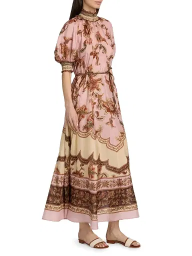 Zimmermann Women's Aster Printed Silk Billow Maxi Dress - Mauve Jacobean - Size 10 | Thumbnail 4 Zimmermann Women's Aster Printed Silk Billow Maxi Dress - Mauve Jacobean - Size 10 | Thumbnail 4