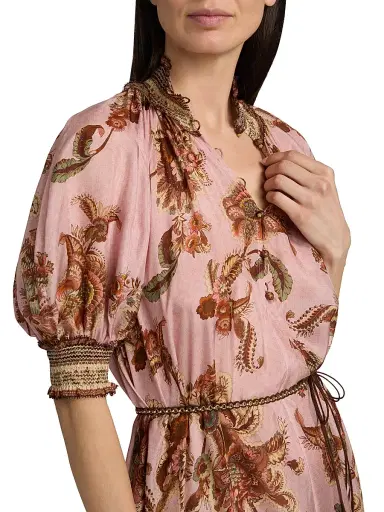 Zimmermann Women's Aster Printed Silk Billow Maxi Dress - Mauve Jacobean - Size 10 | Thumbnail 6 Zimmermann Women's Aster Printed Silk Billow Maxi Dress - Mauve Jacobean - Size 10 | Thumbnail 6