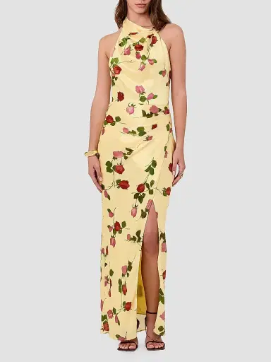 NICHOLAS Women's Galilea Halterneck Floral A-Line Gown - Fallen Roses | Thumbnail 2 NICHOLAS Women's Galilea Halterneck Floral A-Line Gown - Fallen Roses | Thumbnail 2