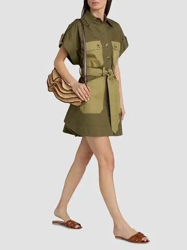 Zimmermann Women's Solstice Utility Cotton Mini Dress - Khaki - Size 10 | Thumbnail 2 Zimmermann Women's Solstice Utility Cotton Mini Dress - Khaki - Size 10 | Thumbnail 2