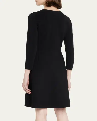 Theory Scoop-Neck Compact-Knit Flare Mini Dress | Thumbnail 2 Theory Scoop-Neck Compact-Knit Flare Mini Dress | Thumbnail 2
