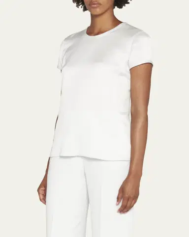 Giorgio Armani Crewneck Short-Sleeve Silk T-Shirt | Thumbnail 4 Giorgio Armani Crewneck Short-Sleeve Silk T-Shirt | Thumbnail 4