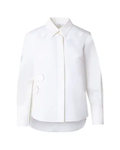 Akris punto Cotton Poplin Blouse with Dot Cut Outs | Thumbnail 1 Akris punto Cotton Poplin Blouse with Dot Cut Outs | Thumbnail 1
