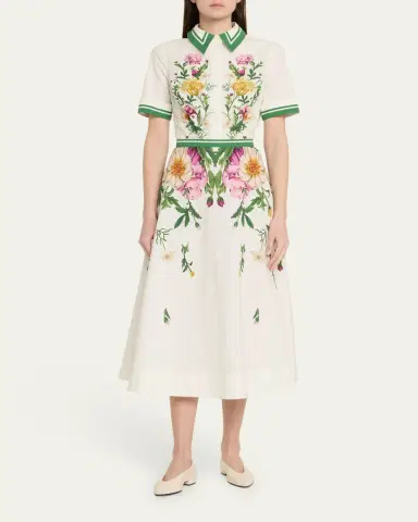 Rickie Freeman for Teri Jon Belted Floral-Print Cotton Midi Shirtdress | Thumbnail 2 Rickie Freeman for Teri Jon Belted Floral-Print Cotton Midi Shirtdress | Thumbnail 2