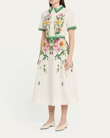 Rickie Freeman for Teri Jon Belted Floral-Print Cotton Midi Shirtdress | Thumbnail 4 Rickie Freeman for Teri Jon Belted Floral-Print Cotton Midi Shirtdress | Thumbnail 4