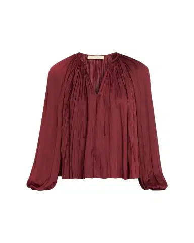 Ulla Johnson Electra Pleated Satin Peasant Blouse | Thumbnail 1 Ulla Johnson Electra Pleated Satin Peasant Blouse | Thumbnail 1