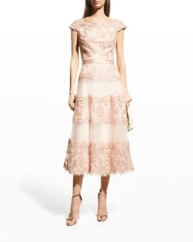 Tadashi Shoji Off-the-Shoulder Cap-Sleeve Lace Midi Dress | Thumbnail 2 Tadashi Shoji Off-the-Shoulder Cap-Sleeve Lace Midi Dress | Thumbnail 2