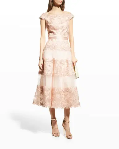 Tadashi Shoji Off-the-Shoulder Cap-Sleeve Lace Midi Dress | Thumbnail 3 Tadashi Shoji Off-the-Shoulder Cap-Sleeve Lace Midi Dress | Thumbnail 3