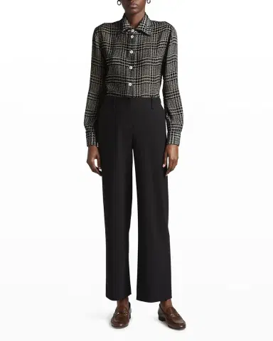 Giorgio Armani Flocked Check Silk Blouse | Thumbnail 2 Giorgio Armani Flocked Check Silk Blouse | Thumbnail 2