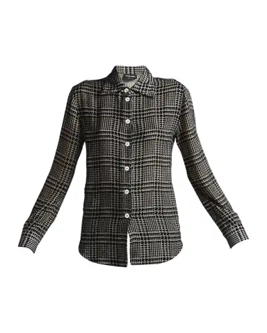 Giorgio Armani Flocked Check Silk Blouse | Thumbnail 1 Giorgio Armani Flocked Check Silk Blouse | Thumbnail 1