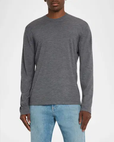 Ferragamo Men's Extra-Fine Wool Crewneck Sweater | Thumbnail 3 Ferragamo Men's Extra-Fine Wool Crewneck Sweater | Thumbnail 3