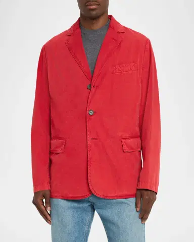 Ferragamo Men's Cotton and Silk Single-Breasted Blazer | Thumbnail 3 Ferragamo Men's Cotton and Silk Single-Breasted Blazer | Thumbnail 3
