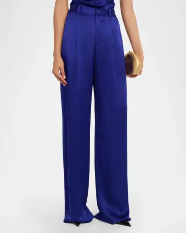 Lapointe Pleated Satin Wide-Leg Trousers | Thumbnail 3 Lapointe Pleated Satin Wide-Leg Trousers | Thumbnail 3