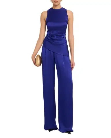 Lapointe Pleated Satin Wide-Leg Trousers | Thumbnail 1 Lapointe Pleated Satin Wide-Leg Trousers | Thumbnail 1