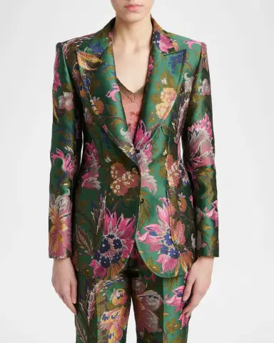 Etro Floral Jacquard Single-Breasted Fitted Jacket | Thumbnail 3 Etro Floral Jacquard Single-Breasted Fitted Jacket | Thumbnail 3