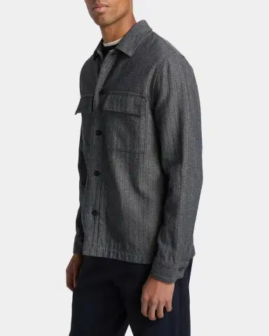 Vince Men's Herringbone Flap-Pocket Overshirt | Thumbnail 6 Vince Men's Herringbone Flap-Pocket Overshirt | Thumbnail 6
