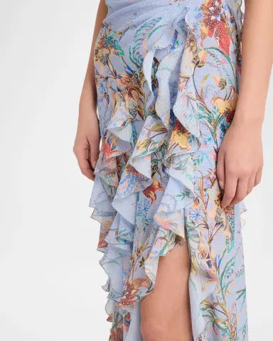 Etro Floral-Print Seersucker Ruffled Slit Maxi Dress | Thumbnail 4 Etro Floral-Print Seersucker Ruffled Slit Maxi Dress | Thumbnail 4