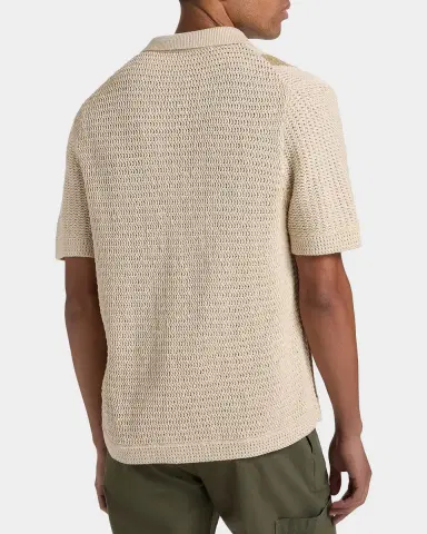 Vince Men's Cotton Stripe Crochet Short-Sleeve Shirt | Thumbnail 2 Vince Men's Cotton Stripe Crochet Short-Sleeve Shirt | Thumbnail 2