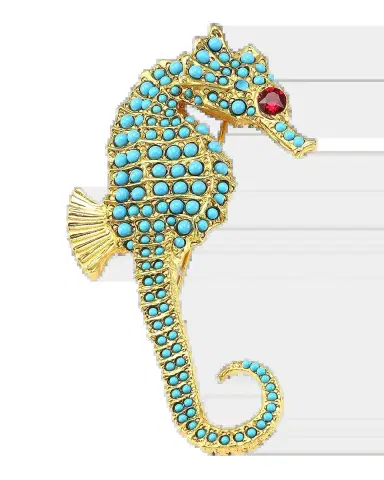 Golconda by Kenneth Jay Lane Turquoise Seahorse Brooch | Thumbnail 2 Golconda by Kenneth Jay Lane Turquoise Seahorse Brooch | Thumbnail 2