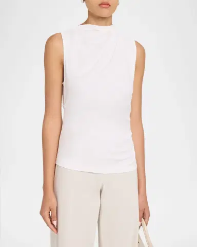 Vince Sleeveless Draped Pima Cotton Top | Thumbnail 3 Vince Sleeveless Draped Pima Cotton Top | Thumbnail 3