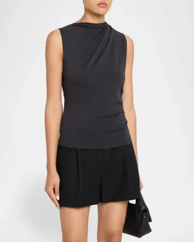 Vince Sleeveless Draped Pima Cotton Top | Thumbnail 3 Vince Sleeveless Draped Pima Cotton Top | Thumbnail 3