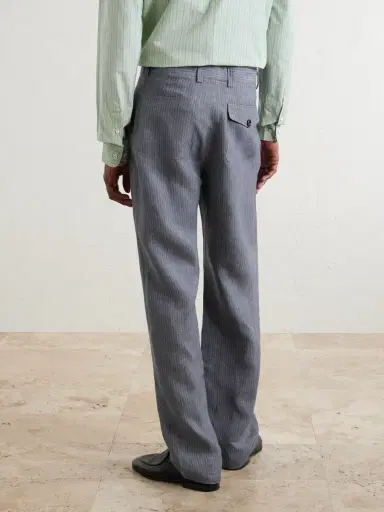 Oliver Spencer Morton Straight-Leg Pleated Striped Linen Suit Trousers - Men | Thumbnail 4 Oliver Spencer Morton Straight-Leg Pleated Striped Linen Suit Trousers - Men | Thumbnail 4