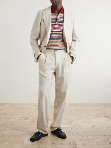 Oliver Spencer Morton Straight-Leg Pleated Cotton and Linen-Blend Trousers - Men | Thumbnail 2 Oliver Spencer Morton Straight-Leg Pleated Cotton and Linen-Blend Trousers - Men | Thumbnail 2