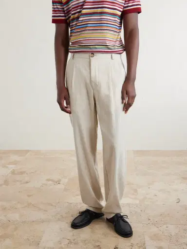 Oliver Spencer Morton Straight-Leg Pleated Cotton and Linen-Blend Trousers - Men | Thumbnail 4 Oliver Spencer Morton Straight-Leg Pleated Cotton and Linen-Blend Trousers - Men | Thumbnail 4