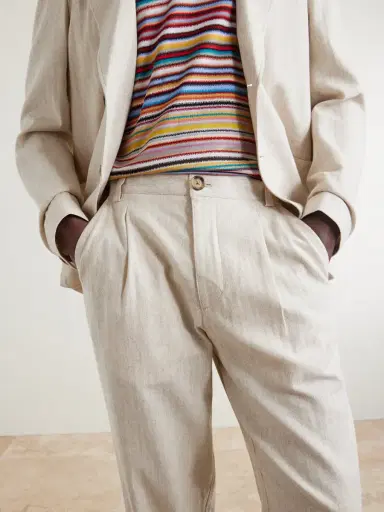 Oliver Spencer Morton Straight-Leg Pleated Cotton and Linen-Blend Trousers - Men | Thumbnail 5 Oliver Spencer Morton Straight-Leg Pleated Cotton and Linen-Blend Trousers - Men | Thumbnail 5