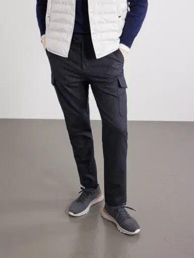 Brunello Cucinelli Leather-Trimmed Stretch-Knit Sneakers - Men | Thumbnail 2 Brunello Cucinelli Leather-Trimmed Stretch-Knit Sneakers - Men | Thumbnail 2