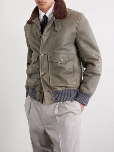 Brunello Cucinelli Shearling Bomber Jacket - Men | Thumbnail 3 Brunello Cucinelli Shearling Bomber Jacket - Men | Thumbnail 3