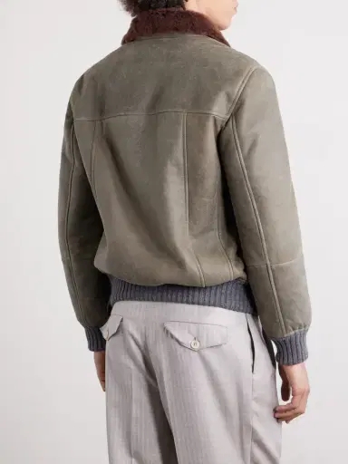 Brunello Cucinelli Shearling Bomber Jacket - Men | Thumbnail 4 Brunello Cucinelli Shearling Bomber Jacket - Men | Thumbnail 4