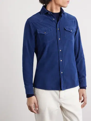 Brunello Cucinelli Cutaway-Collar Cotton-Corduroy Western Shirt - Men | Thumbnail 3 Brunello Cucinelli Cutaway-Collar Cotton-Corduroy Western Shirt - Men | Thumbnail 3