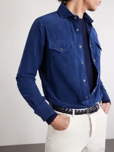 Brunello Cucinelli Cutaway-Collar Cotton-Corduroy Western Shirt - Men | Thumbnail 5 Brunello Cucinelli Cutaway-Collar Cotton-Corduroy Western Shirt - Men | Thumbnail 5