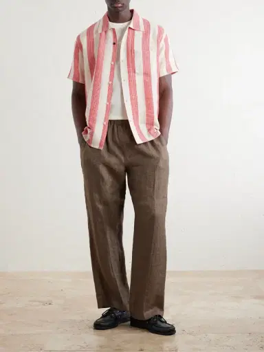 Kardo Camp-Collar Striped Cotton Shirt - Men | Thumbnail 2 Kardo Camp-Collar Striped Cotton Shirt - Men | Thumbnail 2