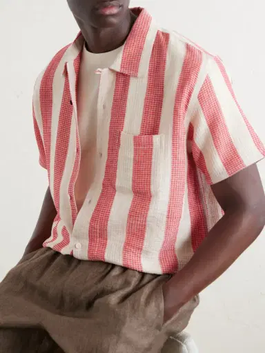 Kardo Camp-Collar Striped Cotton Shirt - Men | Thumbnail 5 Kardo Camp-Collar Striped Cotton Shirt - Men | Thumbnail 5