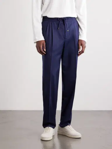 Brunello Cucinelli Tapered Pleated Virgin Wool-Flannel Drawstring Trousers - Men | Thumbnail 3 Brunello Cucinelli Tapered Pleated Virgin Wool-Flannel Drawstring Trousers - Men | Thumbnail 3