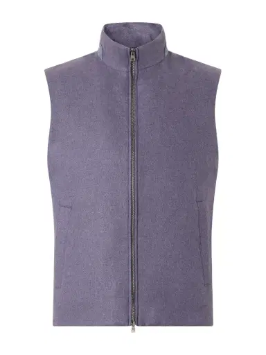 HERNO Leather Trimmed Silk and Cashmere-Blend Vest - Men | Thumbnail 1 HERNO Leather Trimmed Silk and Cashmere-Blend Vest - Men | Thumbnail 1