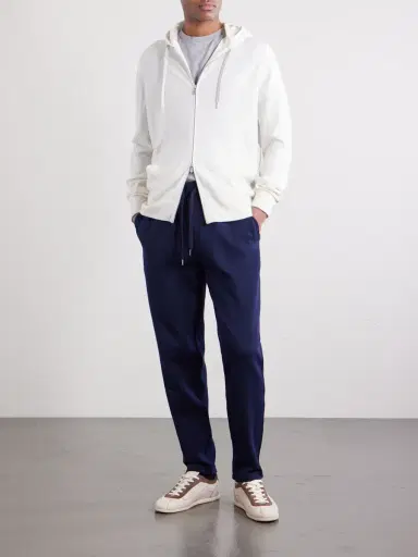 Brunello Cucinelli Tapered Cotton, Cashmere and Silk-Blend Jersey Sweatpants - Men | Thumbnail 2 Brunello Cucinelli Tapered Cotton, Cashmere and Silk-Blend Jersey Sweatpants - Men | Thumbnail 2