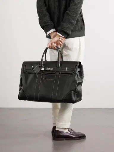 Brunello Cucinelli Panelled Full-Grain Leather Weekend Bag - Men | Thumbnail 2 Brunello Cucinelli Panelled Full-Grain Leather Weekend Bag - Men | Thumbnail 2