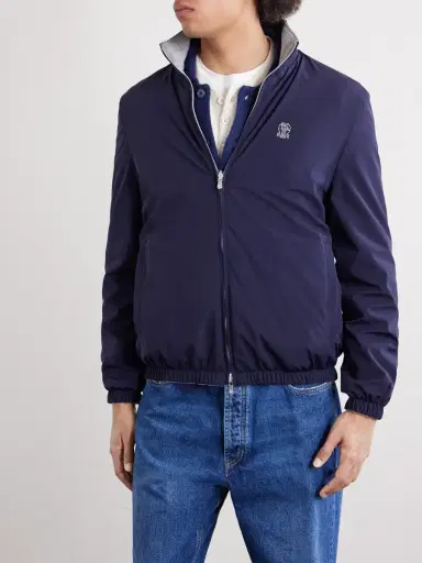 Brunello Cucinelli Logo-Embroidered Shell Blouson Jacket - Men | Thumbnail 3 Brunello Cucinelli Logo-Embroidered Shell Blouson Jacket - Men | Thumbnail 3
